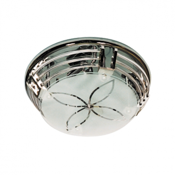 Satin Chrome Metal Base with Clear Perspex Rings and Frosted Glass