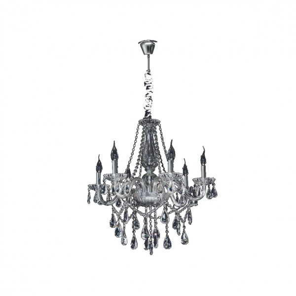 Chrome 6 Arm K9 Clear Crystals Chandelier