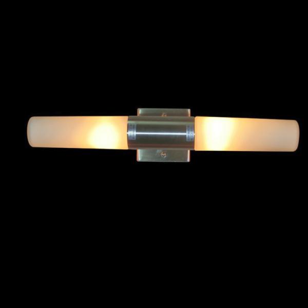 Satin Chrome Wall Bracket with Two Sealed Cylindical Shape White Glasses