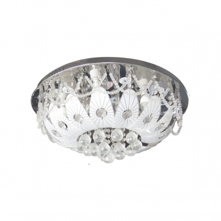 POLISHED CHROME CEILING LIGHT WITH GLASS & CRYSTALS