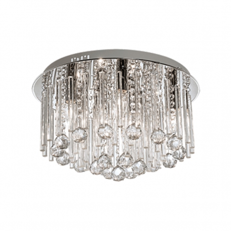 Polished Chrome Ceiling Fitting with Glass and Crystals